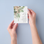 バジェットブラック&ホワイトペオニー結婚式招待状 チラシ (手)