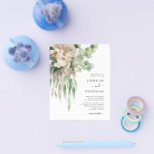 バジェットブラック&ホワイトペオニー結婚式招待状 チラシ (シングル)