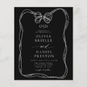 バジェットブラック&ホワイトボウエレガント招待状 チラシ (正面)