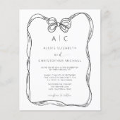 バジェットブラック&ホワイトボウQRコード招待状 チラシ (正面)