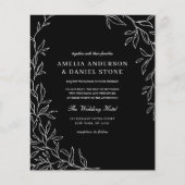 バジェットブラック&ホワイトミニマル結婚式招待状 チラシ (正面)