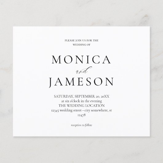 バジェットブラック&ホワイトモダンズ結婚2フライヤー チラシ (正面)