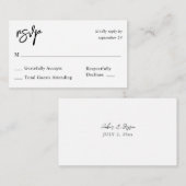 バジェットブラック&ホワイト書道10いいえ食事RSVP エンクロージャーカード (正面/裏面)