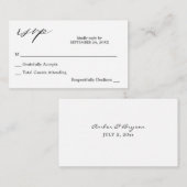 バジェットブラック&ホワイト書道2いいえ食事RSVP エンクロージャーカード (正面/裏面)