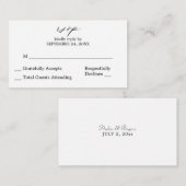 バジェットブラック&ホワイト書道2SM食事なしRSVP エンクロージャーカード (正面/裏面)