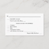 バジェットブラック&ホワイト書道4と食事RSVP エンクロージャーカード (裏面)