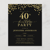 バジェットブラック&金ゴールドスクリプト440歳の誕生日 チラシ (正面)