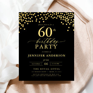 バジェットブラック&金ゴールドスクリプト60誕生日