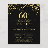 バジェットブラック&金ゴールドスクリプト60誕生日 チラシ (正面)