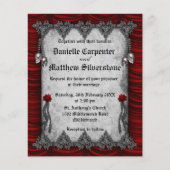 バジェットブラッドバラとレッドシルク結婚式招待状 チラシ (正面)