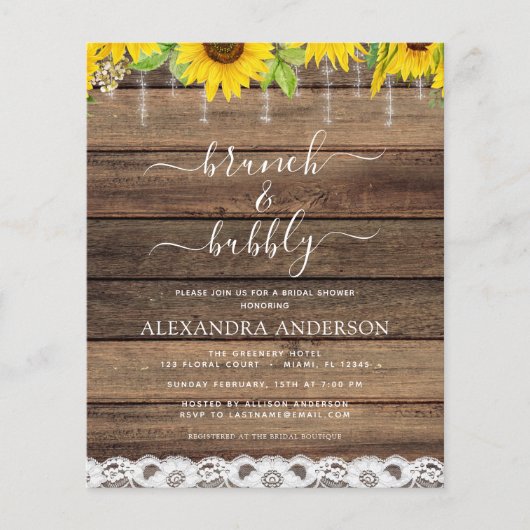 バジェットブランチ&バブリーブライダルシャワーサンフラワー チラシ (正面)