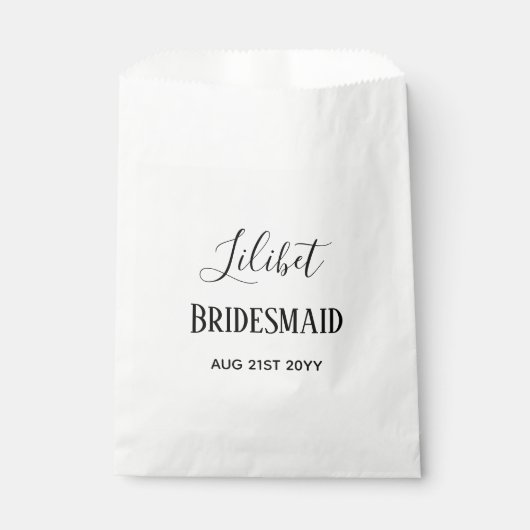 バジェットブリデスメイドブライダルパーティギフト白黒 フェイバーバッグ (正面)