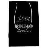 バジェットブリデスメイドブライダルパーティギフト白黒 ミディアムペーパーバッグ (正面)