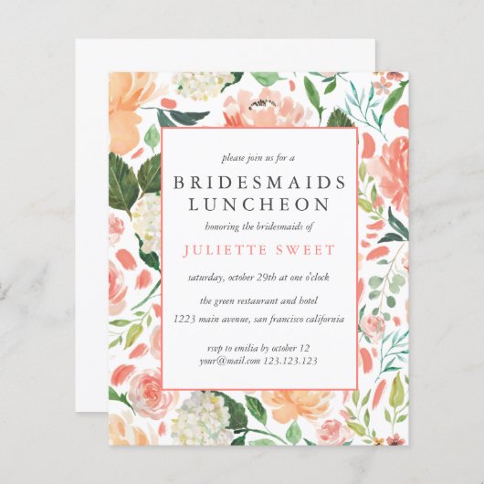 バジェットブリデスメイドランチョンカラフル花模様 (正面/裏面)