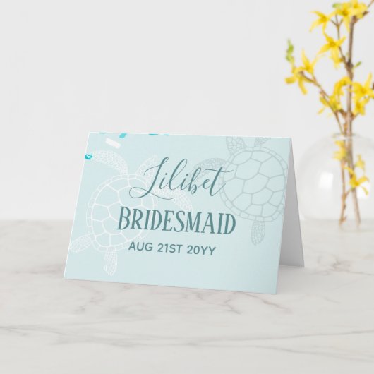 バジェットブリーズメイドブライダルパーティギフトウミガメ カード (黄色い花)