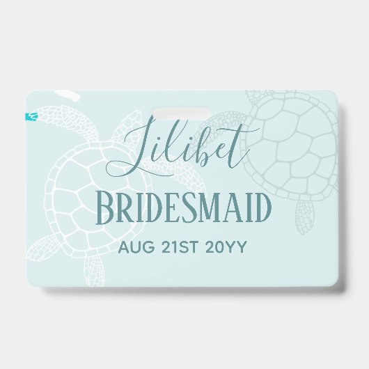 バジェットブリーズメイドブライダルパーティギフトウミガメ バッジ (Front)