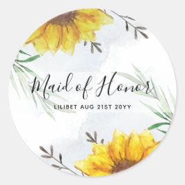 バジェットブリーズメイドブライダルパーティギフトサンフラワー ラウンドシール