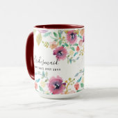 バジェットブリーズメイドブライダルパーティギフトピンクフローラ マグカップ (正面左)