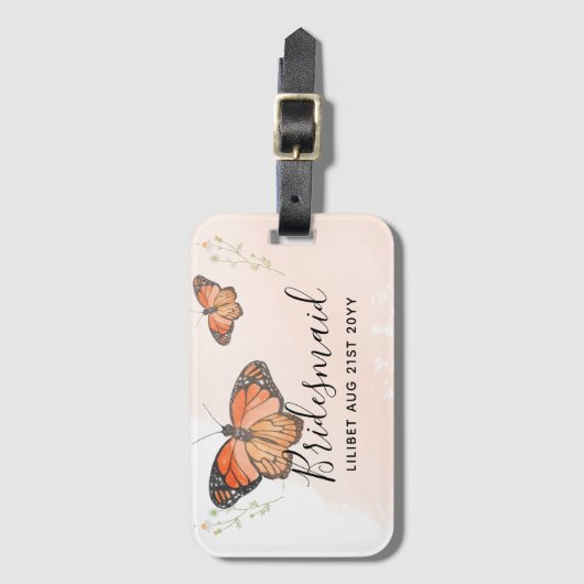 バジェットブリーズメイドブライダルパーティギフト蝶 ラゲッジタグ (正面縦)