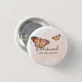バジェットブリーズメイドブライダルパーティギフト蝶 缶バッジ (正面&裏面)
