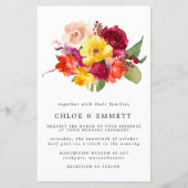 バジェットブルガンディオレンジイエローピンクウェディング招待 (正面)