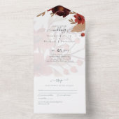 バジェットブルガンディオレンジ秋結婚フローラ オールインワン招待状 (内側)