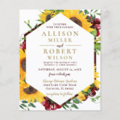 バジェットブルガンディサンフラワーズ結婚式招待状 (正面)