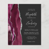 バジェットブルガンディシルバーアゲートダークウェディング招待 (正面)