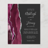 バジェットブルガンディシルバーアゲートダークウェディング招待 (正面)