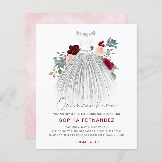 バジェットブルガンディシルバーグリッタードレスキンセアニラ (正面/裏面)