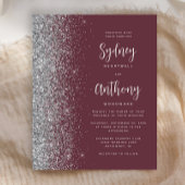 バジェットブルガンディシルバーグリッター結婚書道