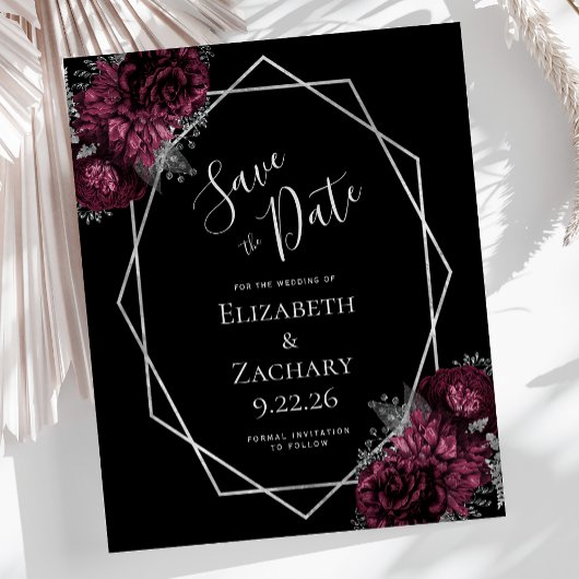 バジェットブルガンディシルバーフローラブラック結婚ズ