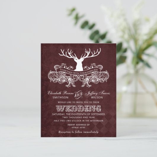 バジェットブルガンディスタグ結婚式招待状 (スタンド正面)