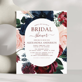 バジェットブルガンディネイビーブルーフローラブライダルシャワー