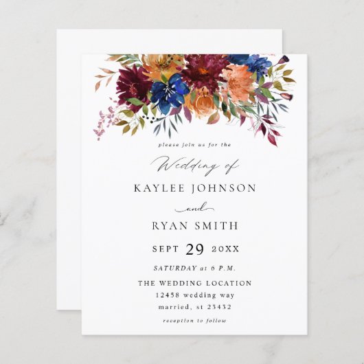 バジェットブルガンディネイヴィーオレンジ秋結婚フローラズ2 (正面/裏面)