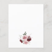 バジェットブルガンディピンクフローラブライダルシャワー招待状 (裏面)