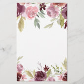 バジェットブルガンディピンクフローラ結婚式招待状 (裏面)