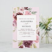 バジェットブルガンディピンクフローラ結婚式招待状 (スタンド正面)