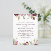 バジェットブルガンディピンクフローラ結婚式招待状 (スタンド正面)