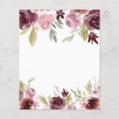 バジェットブルガンディピンクフローラ結婚式招待状 (裏面)