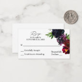 バジェットブルガンディプラム&ネイビーフローラSMいいえ食事RSVP ノートカード (正面/裏面インサイチュ)