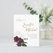 バジェットブルガンディホワイト&金ゴールド結婚式招待状 (スタンド正面)