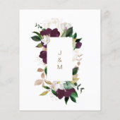 バジェットブルガンディホワイト&金ゴールド結婚式招待状 (裏面)