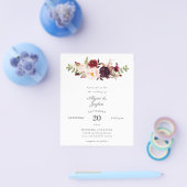 バジェットブルガンディマルサラピンク結婚フローラズフライヤー チラシ (シングル)