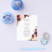 バジェットブルガンディマルサラ結婚式招待状 チラシ (シングル)