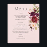 バジェットブルガンディマルサラ&ピンクフローラメニュー – ピンク1 チラシ<br><div class="desc">封筒なし、チラシ版。**MATTEはこの救紙招待と招待状の紙の薄いフォーマルお金である。バーガンディ・マルサラと赤面結婚ピンクのフローラメニューでゲストの素晴らしい準備を整える。このデザインを大きなカードで使う場合は、カードのストックの厚い紙を使用するカードのコレクションをチェックする。 https://www.zazzle.com/collections/burgundy_marsala_blush_floral_invitation_suite-119555030142868232?rf=238937196885903396</div>