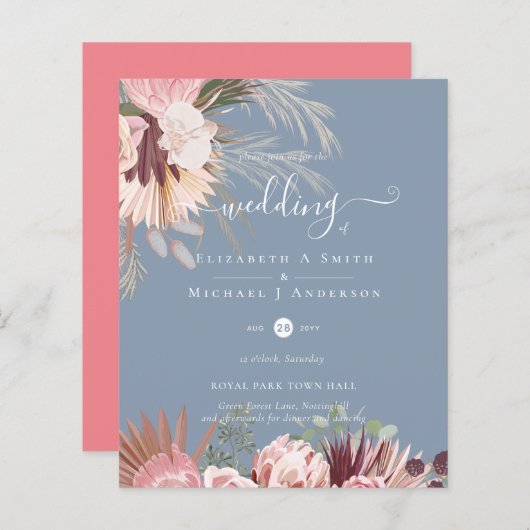 バジェットブルガンディワインパンパスグラス結婚トロピカル (正面/裏面)