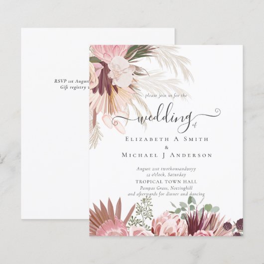 バジェットブルガンディワインパンパスグラス結婚トロピカル (正面/裏面)