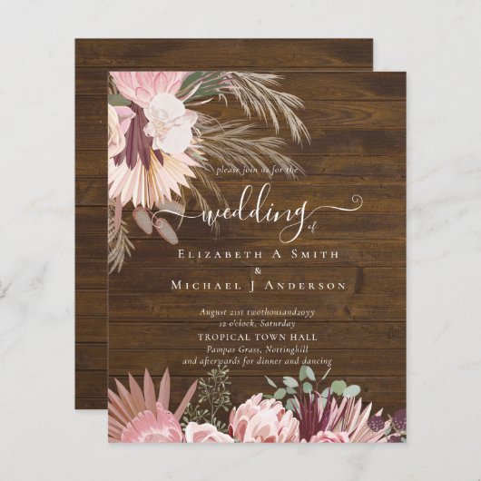 バジェットブルガンディワインパンパスグラス結婚トロピカル (正面/裏面)