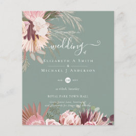 バジェットブルガンディワインパンパスグラス結婚トロピカル チラシ